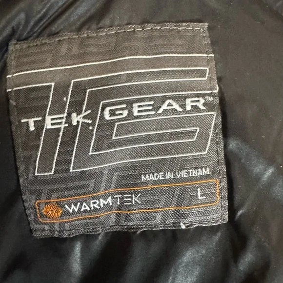 Tek Gear Warm Tek Black Jacket Quilted Puffer Coat Women’s Large Hood Sz L - Picture 6 of 9